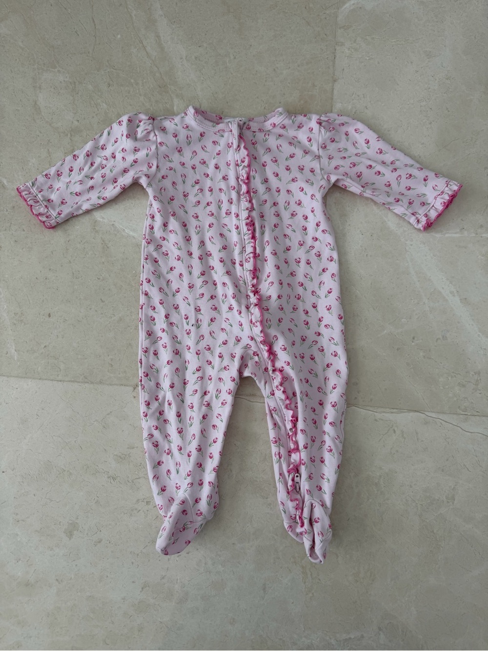 Kissy Kissy Pink Floral Footed Baby One-Piece Sleeper